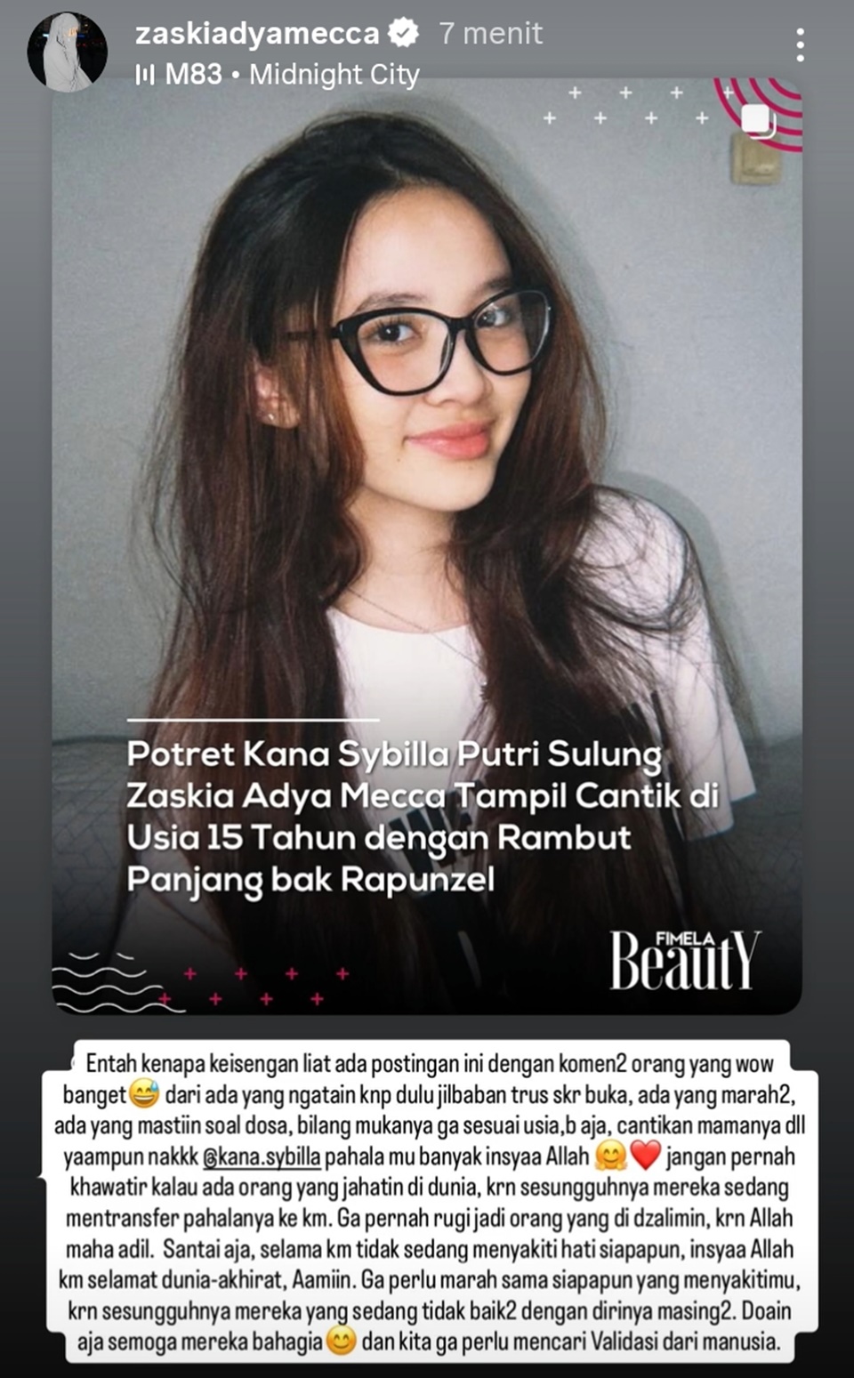 Respons Zaskia Adya Mecca Usai Putri Sulungnya Dikritik Gara-gara Lepas Hijab [Instagram]